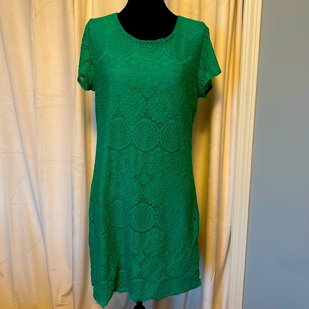 Laundry by Shelli Segal Green Lace Sheath Dress